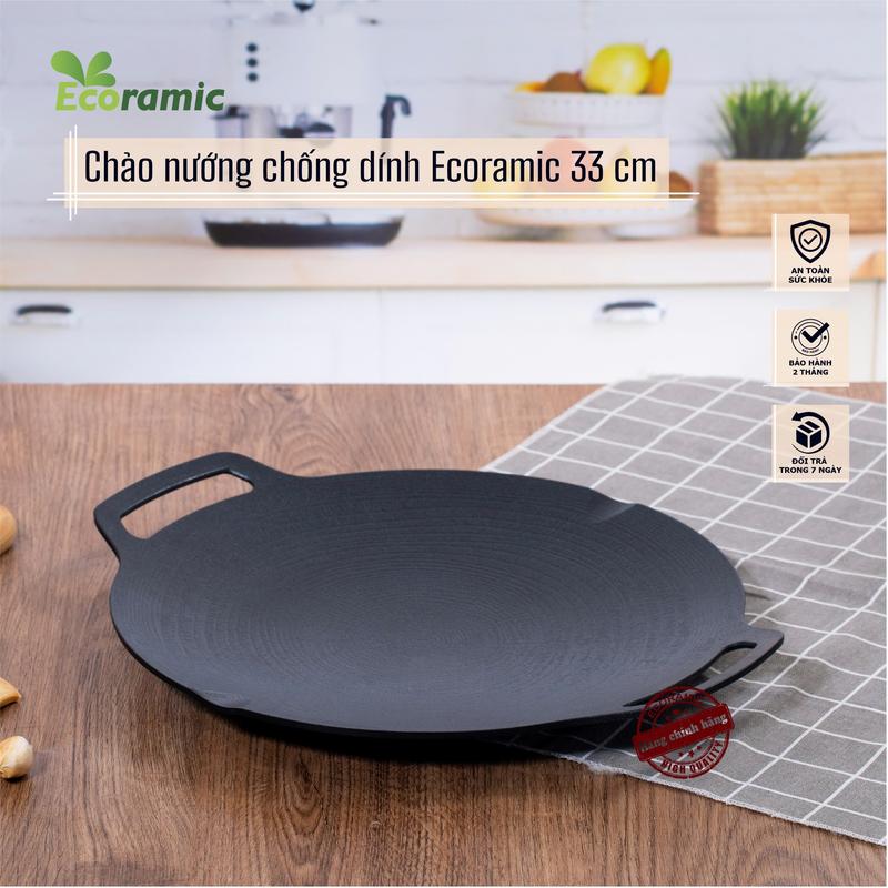 Chảo Nướng Chống Dính Ecoramic - Size 33/36 - Size 36 Dùng Cho Mọi Loại Bếp - Chính Hãng Ecoramic