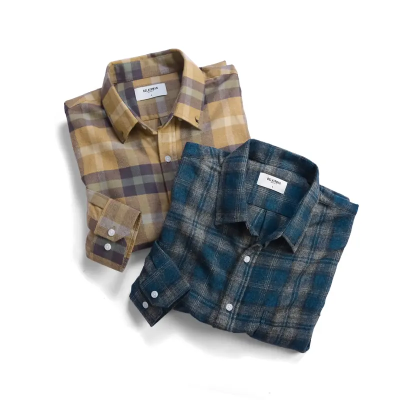 Áo sơ mi nam dài tay họa tiết caro vải flannel cao cấp - SMCF0126  Menswear Shirt Có Cổ 1