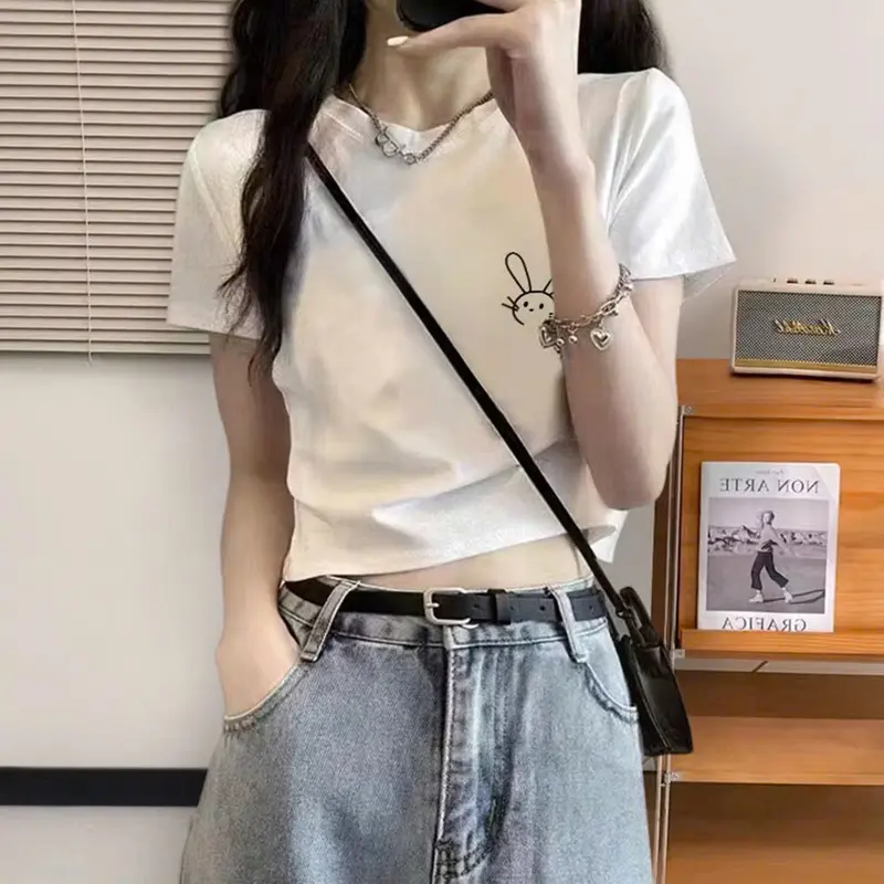 (dưới 52kg)Áo Thun baby tee Tay Ngắn In Hình Thỏ Dễ Thương 1