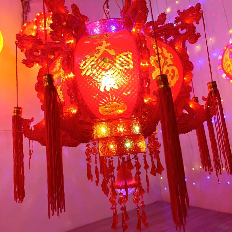 Đèn cầu rồng size80 xoay 360 độ trang trí tết nguyên đán 2025