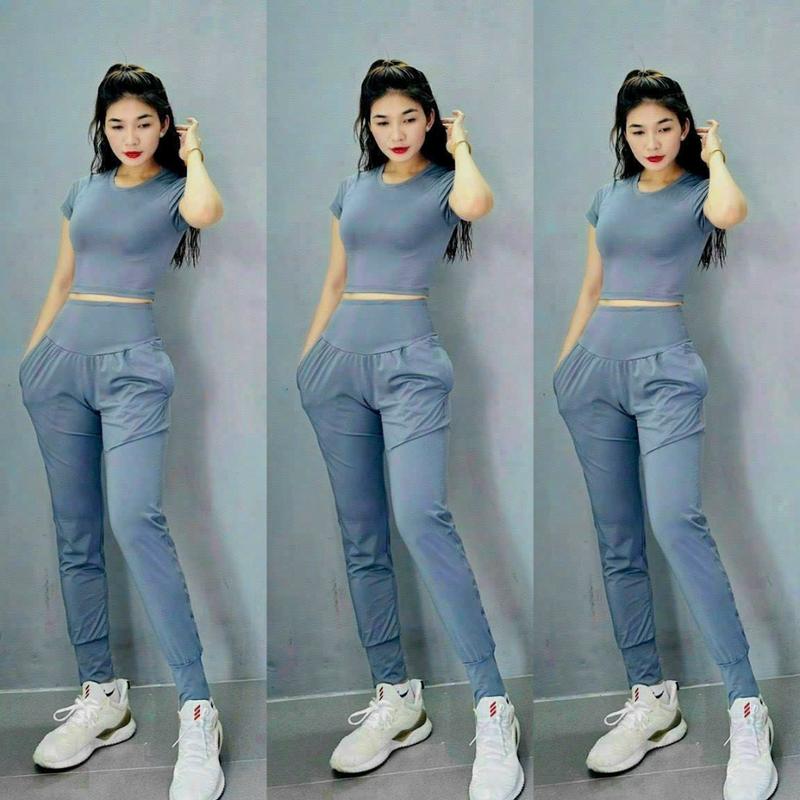 Bộ tập thể thao-gym- yoga -earobich quần dài có túi áo croptop SIZE M,L,XL,XXL Thun Sport 4
