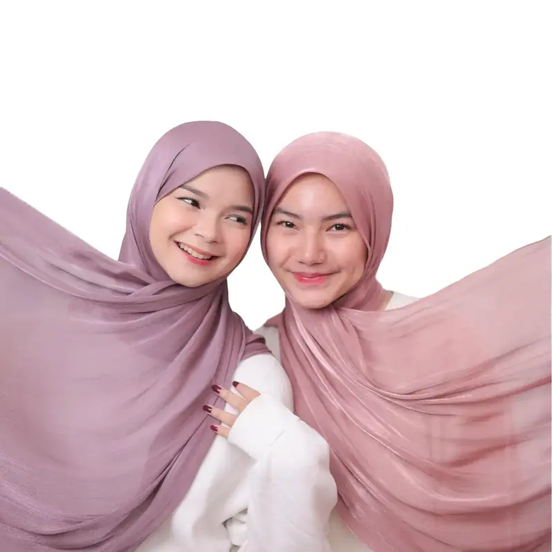 Naura Shimmer Luxury Silk Tiebymin Pashmina Muslim Jilbab Kerudung 0