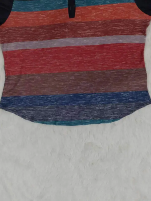 Plus Size Patchwork Button Front V Neck Tee, Casual Short Sleeve T-shirt for Summer, Women's Plus Clothing for Daily Wear 8