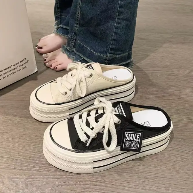 Sục thể thao nữ giày đạp gót  hot trend cao 5cm tôn dáng  B11 DéP Cao Su Shoes Women 1