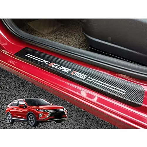 Luyhok Auto Door Sill Scuff Protector Trim, Compatible for Mitsubishi Eclipse Cross Accessories 2018-2022 Car Parts, Leather Door Entry Guard Plate