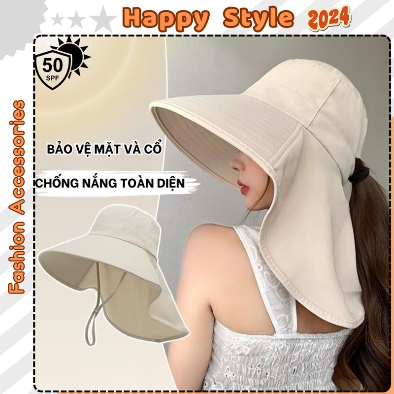 Nón Chống Nắng Mũ Vành Rộng Nữ Thời Trang Mùa Hè Che Cổ Kèm Dây Rút Tiện Lợi N233 Nam