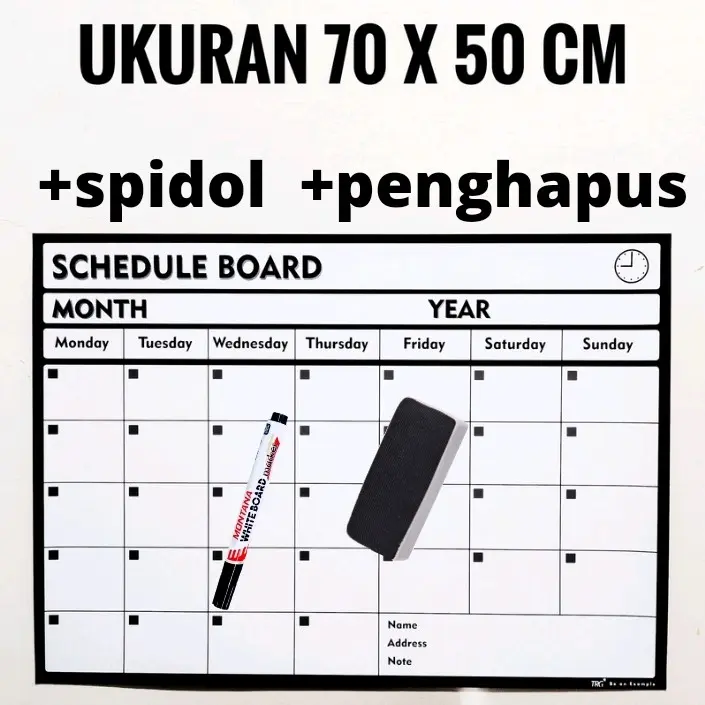 PAPER BOARD | Papan Jadwal Bulanan Papan Tulis Putih Whiteboard Schedule Board 0