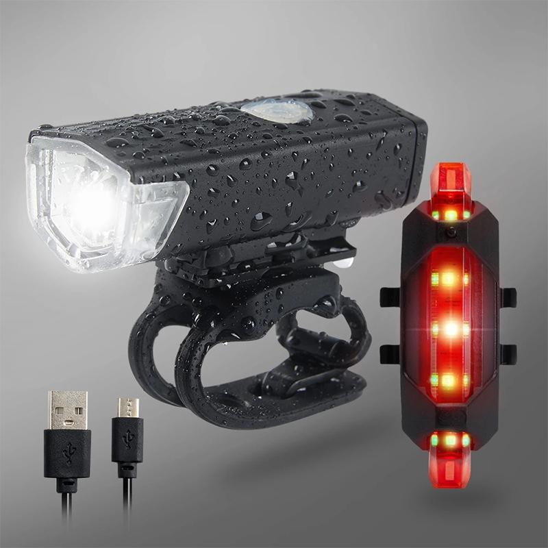 Đèn xe đạp Bộ sạc USB LED Thích hợp cho xe đạp MTB và xe đạp đường trường Đèn pha và đèn hậu Đèn pin Đèn đạp xe Phụ kiện đi xe đạp Gắn Xe Đạp Đạp Xe Đạp Sports Nam