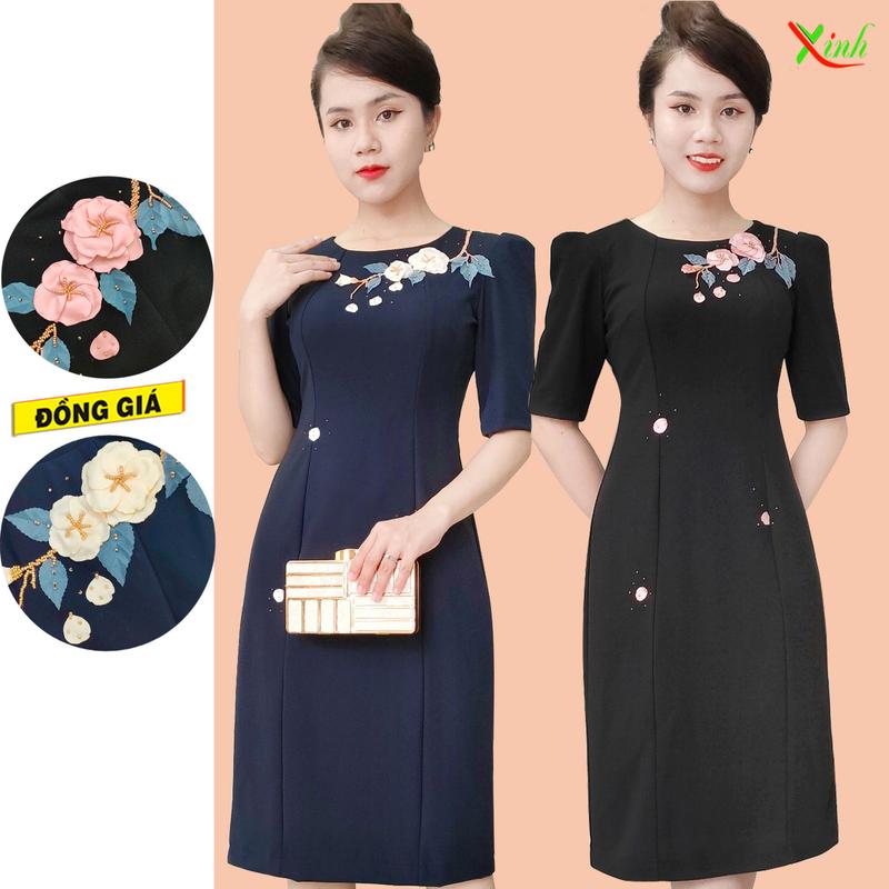 Đầm Suông Tay Lỡ  Kết Hoa Cao Cấp DL912-913 Nữ Dress 5