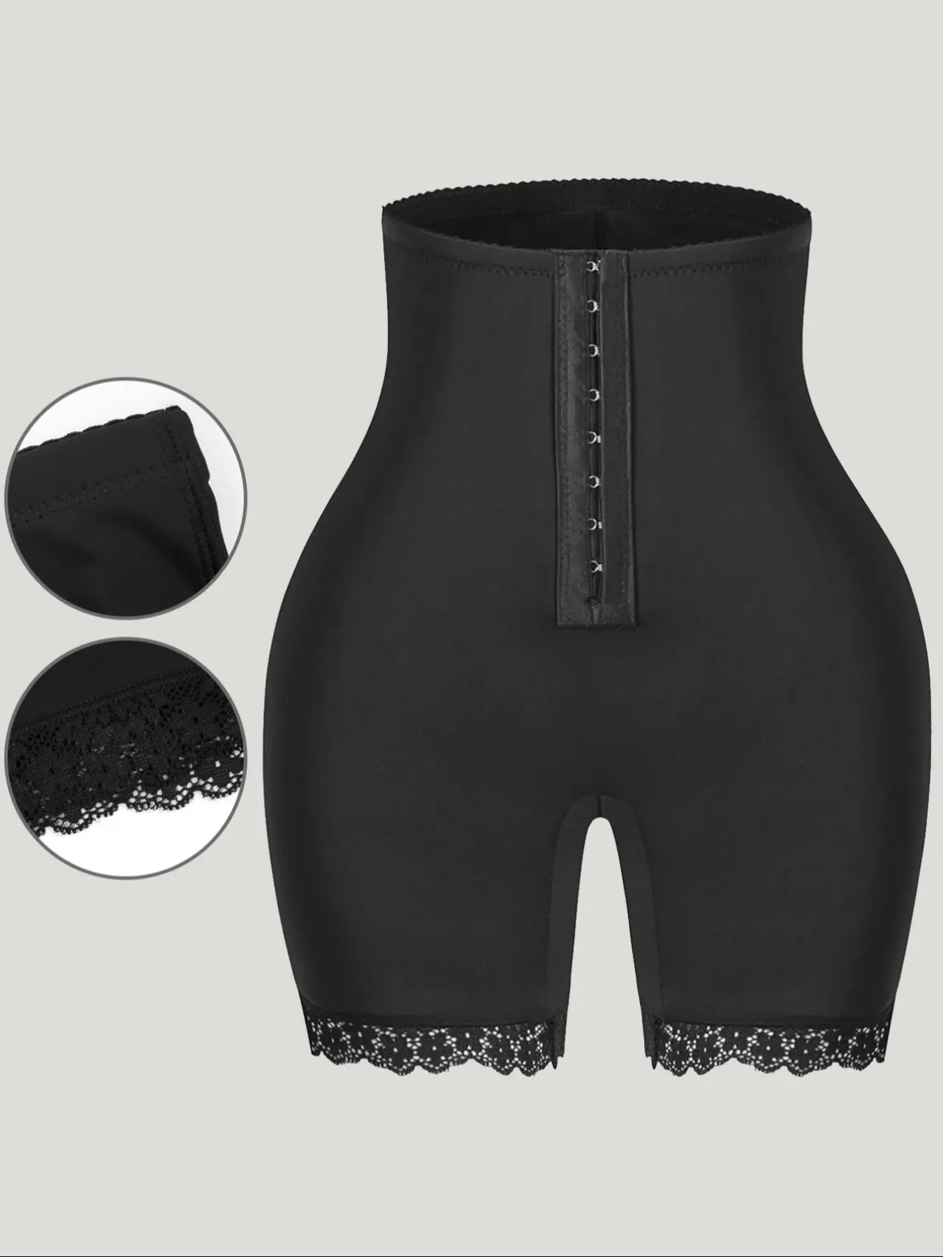 Women's Contrast Lace Cut Out High Waist Shapewear Shorts, Adjustable Hook & Eye Tummy Control Shaper, Ladies Body Shapewear Bottoms for Daily Wear, Body Sculptur