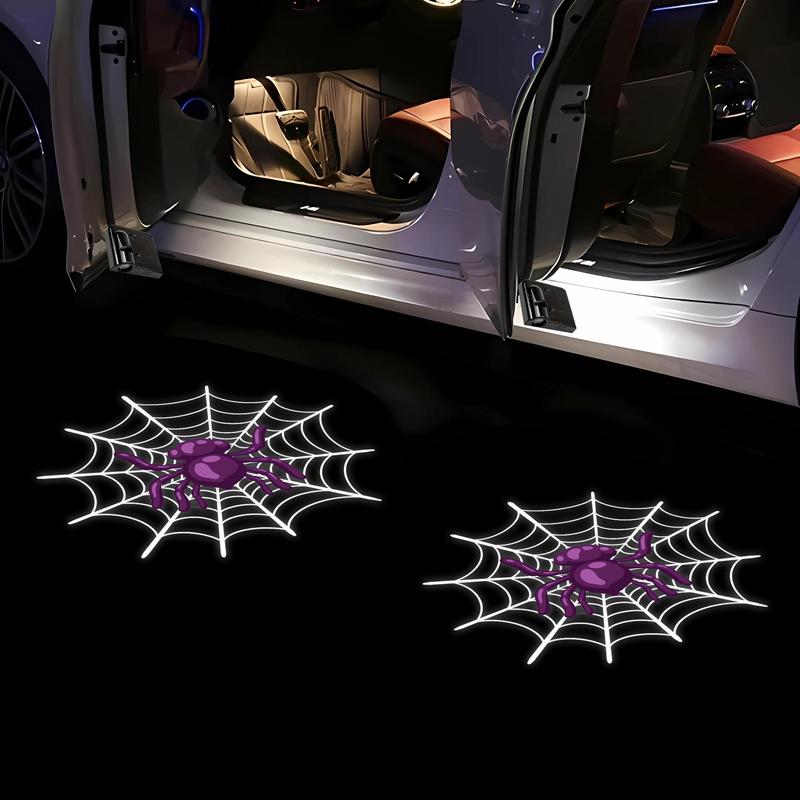 Car Door Projection Light, Battery Required Car Welcome Light, Door Projection Light with Spider Element, Vehicle Decorations Accessories 0