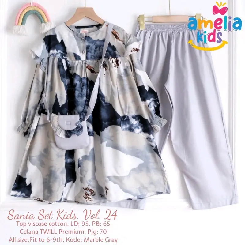 SANIA SET KIDS SETELAN GAMIS ANAK PEREMPUAN UNTUK USIA 6-9 TAHUN FREE POUNCH 5