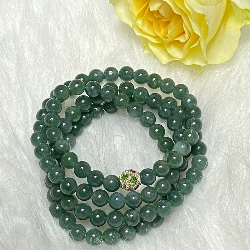 Vòng tay lam ngọc (quấn 4)6,8mm 108 hạt  tự nhiên 5