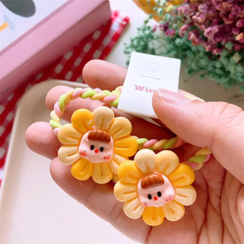 Dây Buộc Tóc Co Giãn, Bộ 2 Chiếc, Hoa Đầy Màu Sắc Đáng Yêu, Dành Cho Bé Gái, Phụ Kiện Tóc Công Chúa Cho Trẻ Em, Dây Buộc Tóc Trẻ Em, Mũ Đội Đầu Cho Bé 4