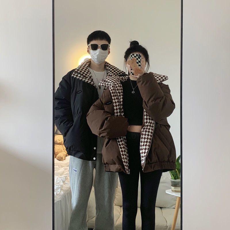 Áo khoác phao nam nữ dày dặn 2 lớp siêu ấm, áo phao đôi nam nữ mùa đông 2 mặt form rộng hàng Quảng Châu có big size SP77