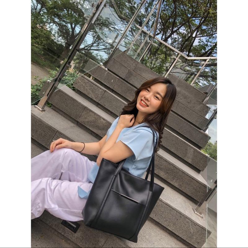 Tote bag Wanita Kulit Kapasitas Besar Bahan Tebal - Totebag Kulit - Tas Wanita Pengajian Bahu Wanita Kulit PU Polos 8