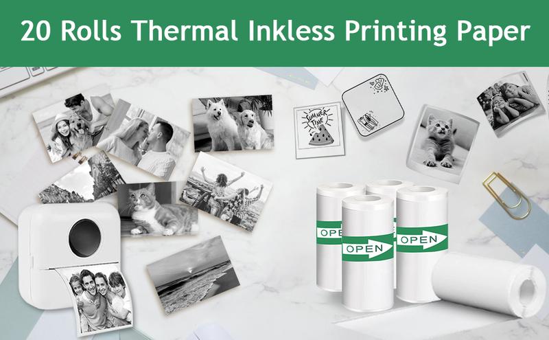 Product Introduction of 20PCS Mini Printer Paper Thermal Sticker Paper Self-adhesive Printer Paper Photo Printer Labels For Photos Notes 5.7 x 2.5cm 8