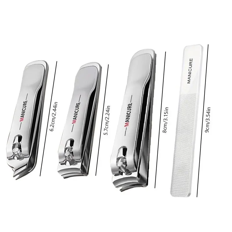 Professional Nail Clipper Set, 4 Counts/set Portable Nail Scissors, Stainless Steel Manicure Pedicure Tool 5