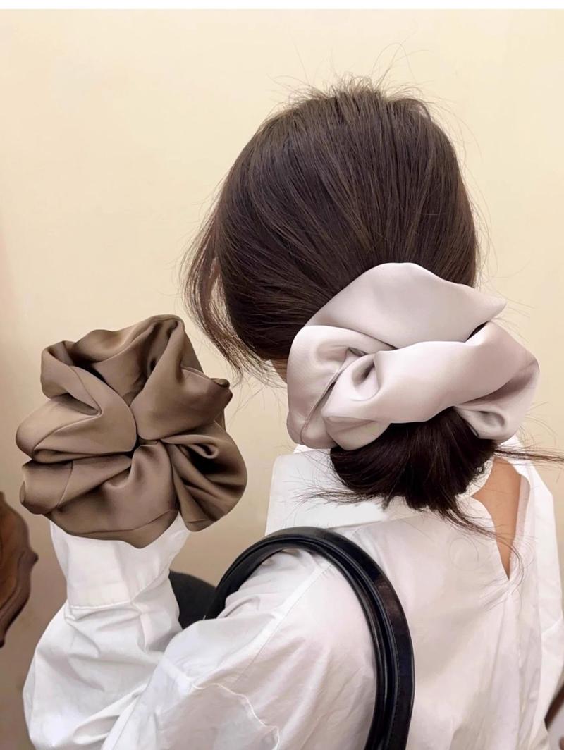 Product Introduction of Scrunchie Satin, Cỡ Lớn, Phong Cách Pháp, Dây Buộc Tóc Thanh Lịch, Phụ Kiện Tóc Búi Tóc Đơn Giản, Cho Bé Gái Và Phụ Nữ 3