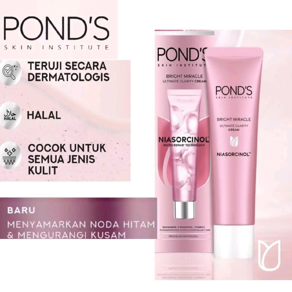 Pond's Bright Miracle Ultimate Clarity Niasorcinol Cream Wajah Mencerahkan 20gr / Ponds Bright Miracle Cream