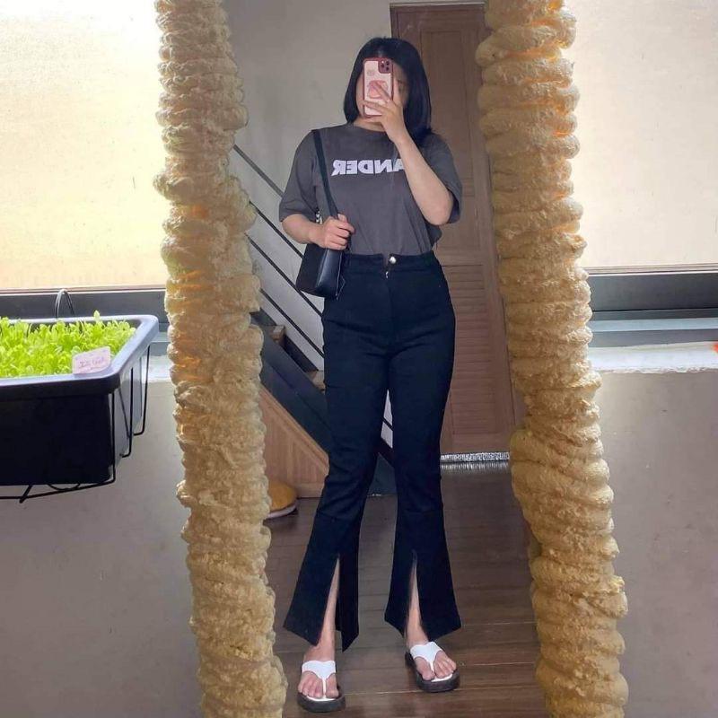 Quần Skinny Ống Loe Xẻ Gấu Chất Jeans Giấy BIG SIZE Quần Ống Loe Dáng dài Chất đẹp