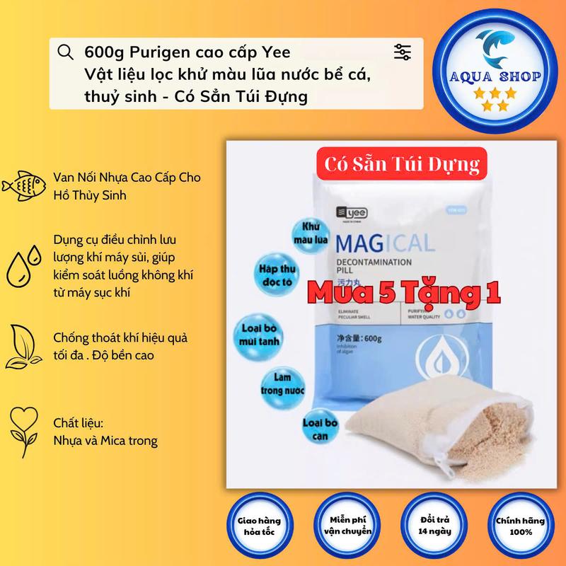 600g Purigen cao cấp Yee - Vật liệu lọc khử màu lũa nước bể cá, thuỷ sinh Có Sẳn Túi Đựng (mua 5 tặng 1 mua 3 tặng thêm 1 túi đựng)
