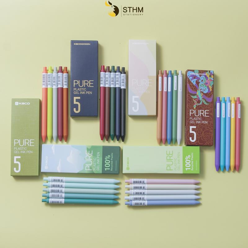 [STHM stationery] - Bút gel KACO PURE hộp 5 cây nhiều màu - Dùng cho ghi chép, làm nổi bật thông tin, trang trí sổ tay