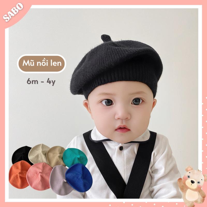 Mũ Nồi Len Trơn Phong Cách Hàn Quốc Đáng Yêu Cho Bé Trai Bé Gái 6m-4y Mũ Len Nồi Cho Bé