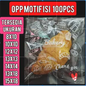 OPP Roti Motif Bakery Thank You Ukuran 15x18 12x12 10x10 Roti Kopi Pie Seal Lem 14x14 8x10 13x13 13x18 11x11 14x18 15x15 12x15