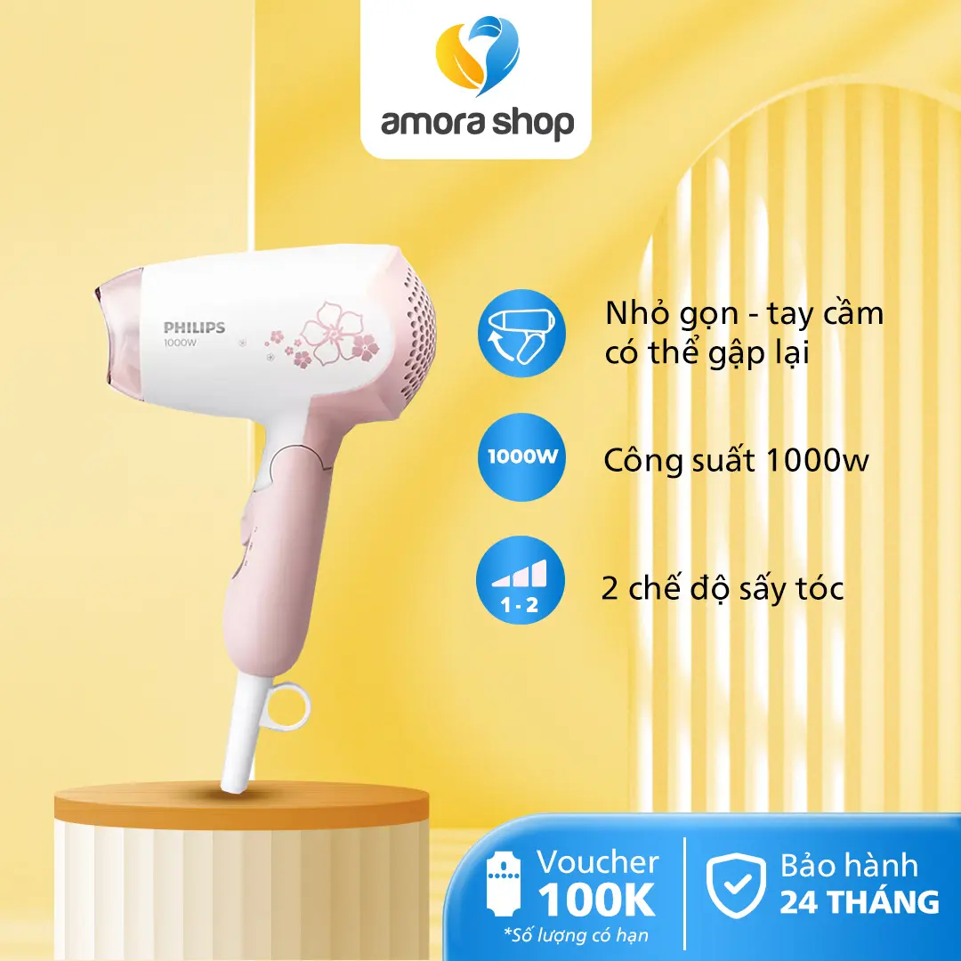Máy sấy tóc Philips HP8108/00 - Công suất 1000W - Bảo hành chính hãng 24 tháng