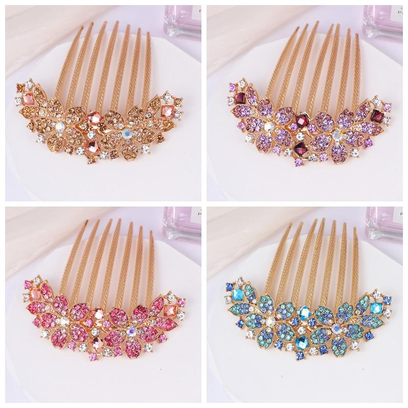 Lược Cài Tóc Hình Hoa Lá Đính Pha Lê Trang Trí Tóc Cô Dâu Women Nữ