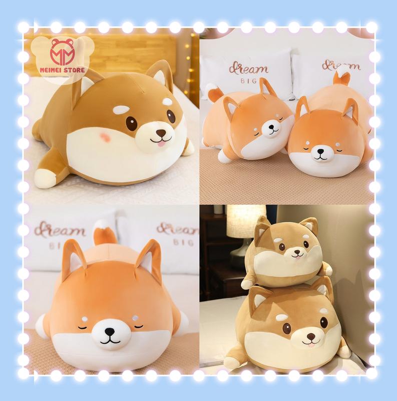 Gấu Bông Chó Shiba Vàng Nằm Mềm Mịn Dễ Thương Thú Nhồi Bông Toy Đồ Chơi Thú Bông