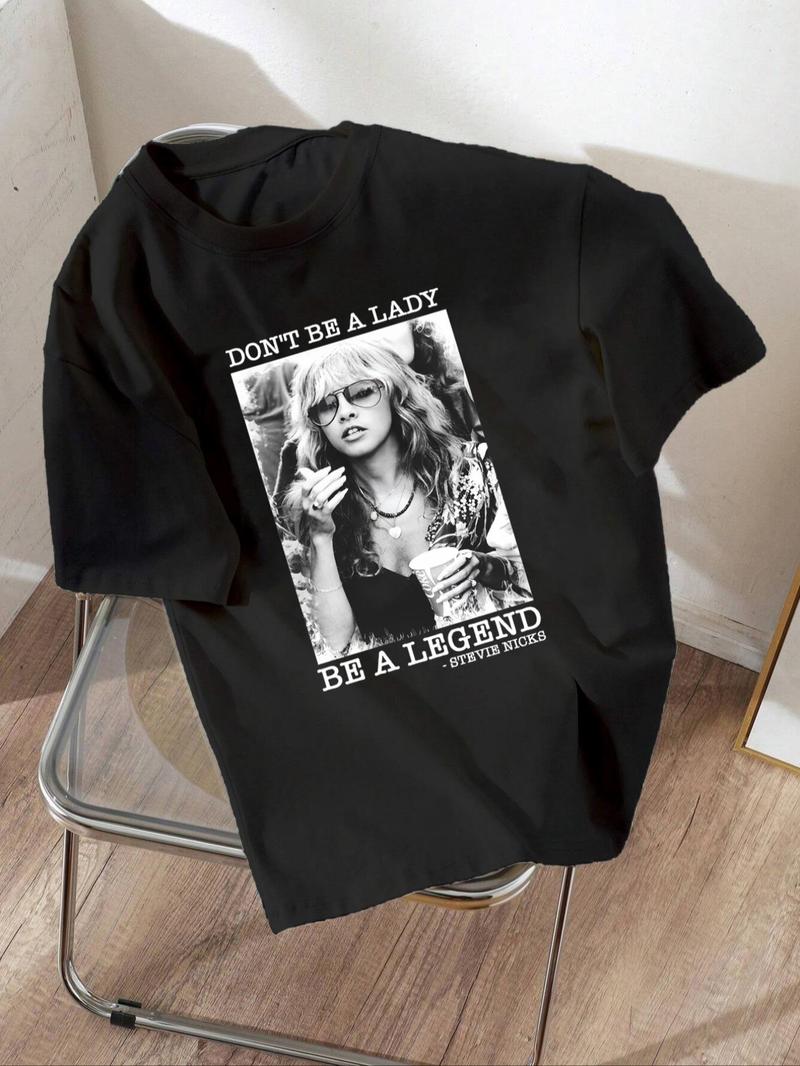 Product Introduction of Women's Graphic Print Round Neck Tee, Vintage Trendy Casual Short Sleeve T-shirt for Daily Wear, Ladies Summer Clothing 5
