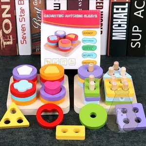 HAPPYBEARTOYS MAINAN EDUKATIF / EDUKASI ANAK / PUZZLE KAYU BALOK MURAH GEO 4 BENTUK Belajar