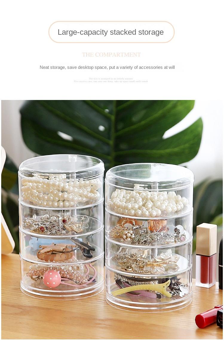Product Introduction of Jewelry storage box, transparent storage box, handmade hair clip small jewelry jewelry jewelry jewelry box, red table, multi-layer princess ins style 2