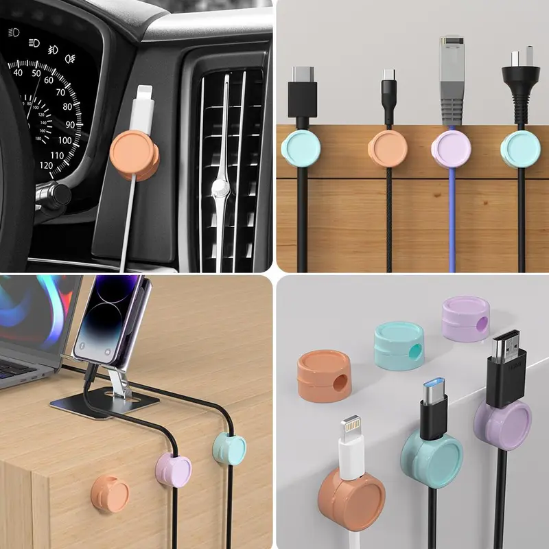 Magnetic Cable Management Holder, 3/6/9pcs Desktop Cable Organizer, Cable Storage Clip, Desk Organizer for Home Office, Office Stationery & Supplies 5
