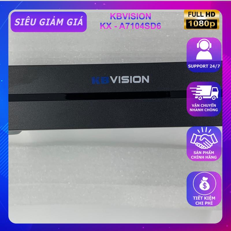 Đầu ghi hình Camera Analog 4 cổng nhãn hiệu KBVISION. KX-A7104SD6, hỗ trợ các Camera fullHD 1080p chuẩn HDTVI và cũ hơn 4