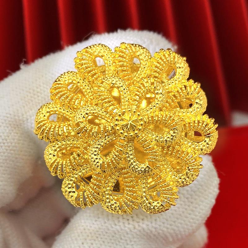 Product Introduction of Nhẫn Hoa Cô Dâu, Renevo Ainid Châu Phi Dubai, Nhẫn Đồng Mạ Vàng 24K Nigeria, Trang Sức Cưới Nữ 2