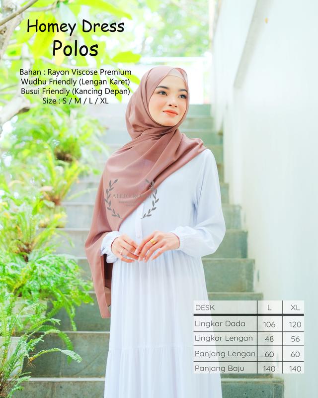 NASHWA Wear - BLACK and WHITE Dress Series POLOS Couple Ibu dan Anak - Katun Rayon Premium Gamis Muslim 6