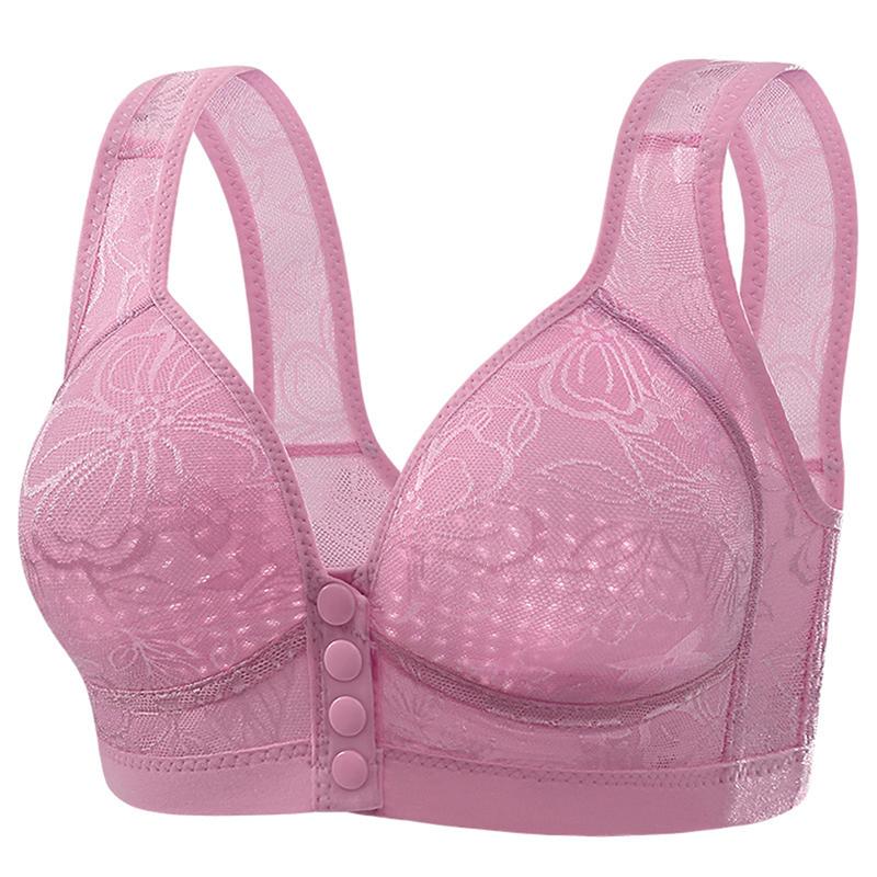 Product Introduction of New Large Size Beautiful Back Breathable Gather Sweat-absorbent No Steel Ring Front Buckle Side Breast Mother Bra 27