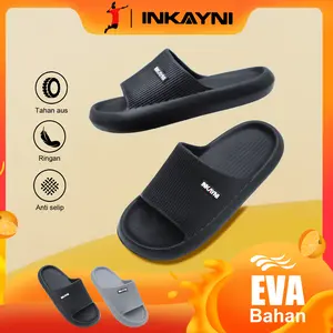 INKAYNI-sandal slop pria Anti-Selip Nyaman Anti Bau bahan EVA Empuk Sendal Kamar Sendal Slide Pria size 36-45 tebal empuk Elastis dan lembut Karet anti selip Bernafas Sederhana ringan Casual sandal pria sendal slip on sandal outdoor sandal slide selop