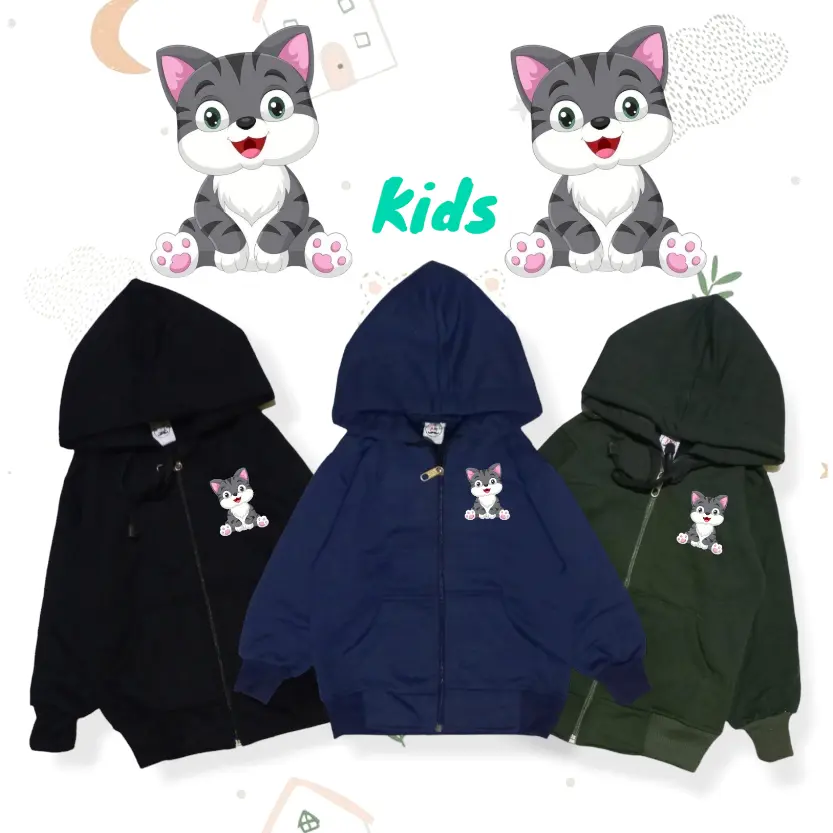 Jaket Anak laki laki dan perempuan Kucing umur 1-7 tahun/Sweater anak kucing Laki-Laki