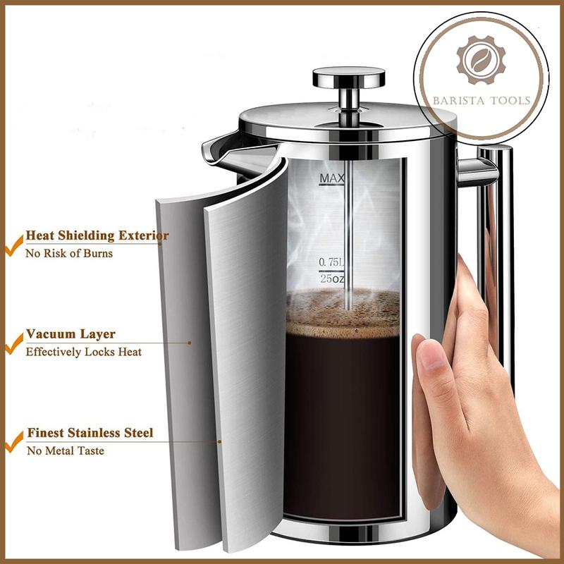 Bình pha cà phê kiểu Pháp French Press bằng thép không gỉ 2