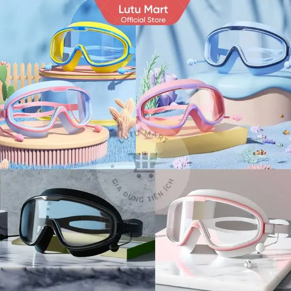 Kính Bơi Gọng Lớn Chống Sương Mù Không Thấm Nước Độ Nét Cao Cho Trẻ Em - Lutu Mart