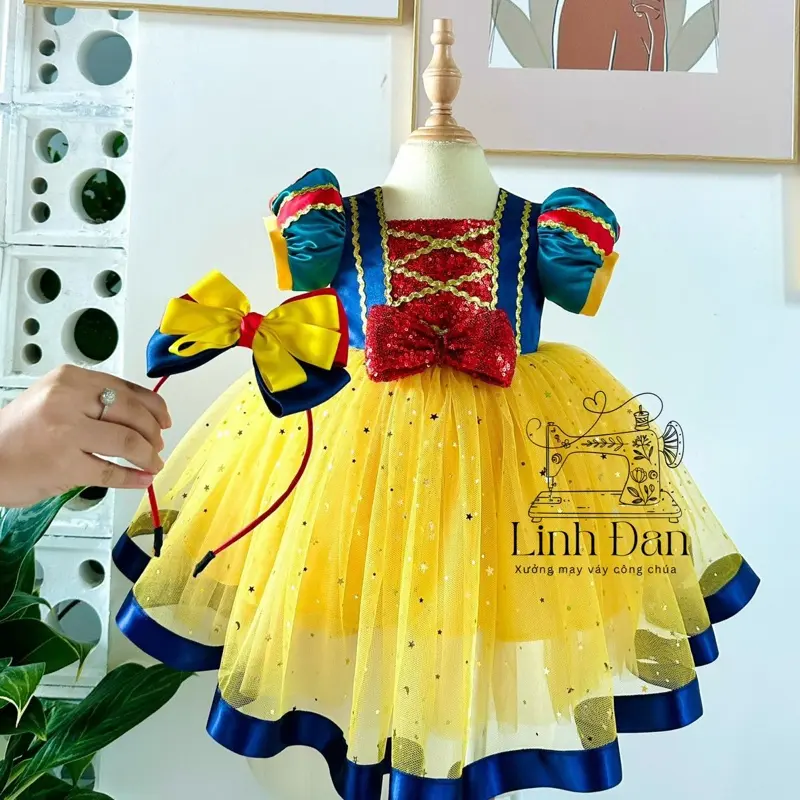 Váy bạch tuyết dễ thương cho bé gái ( tặng kèm cài tóc)
