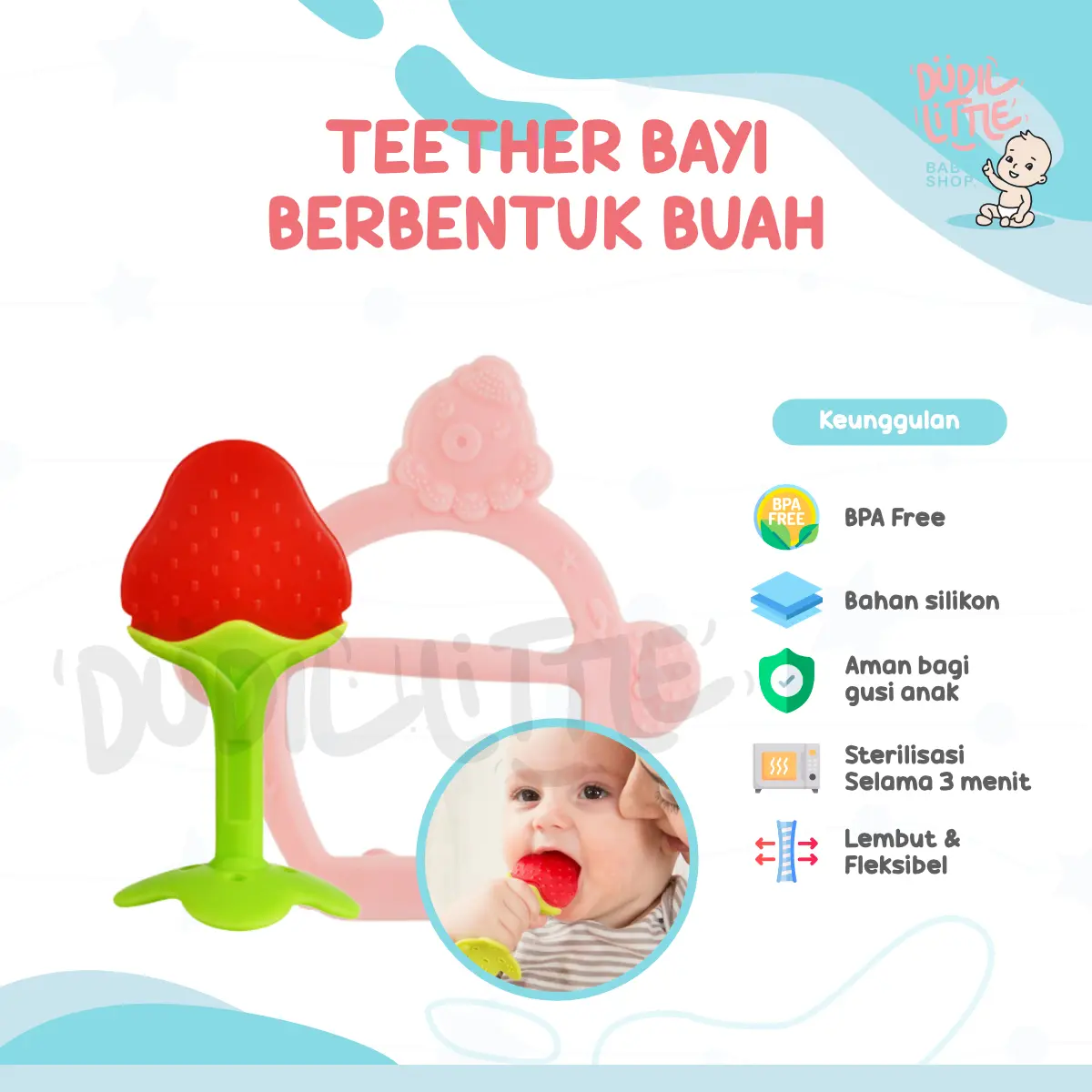 Teether bayi berbentuk buah - Mainan gigitan bayi BPA Free