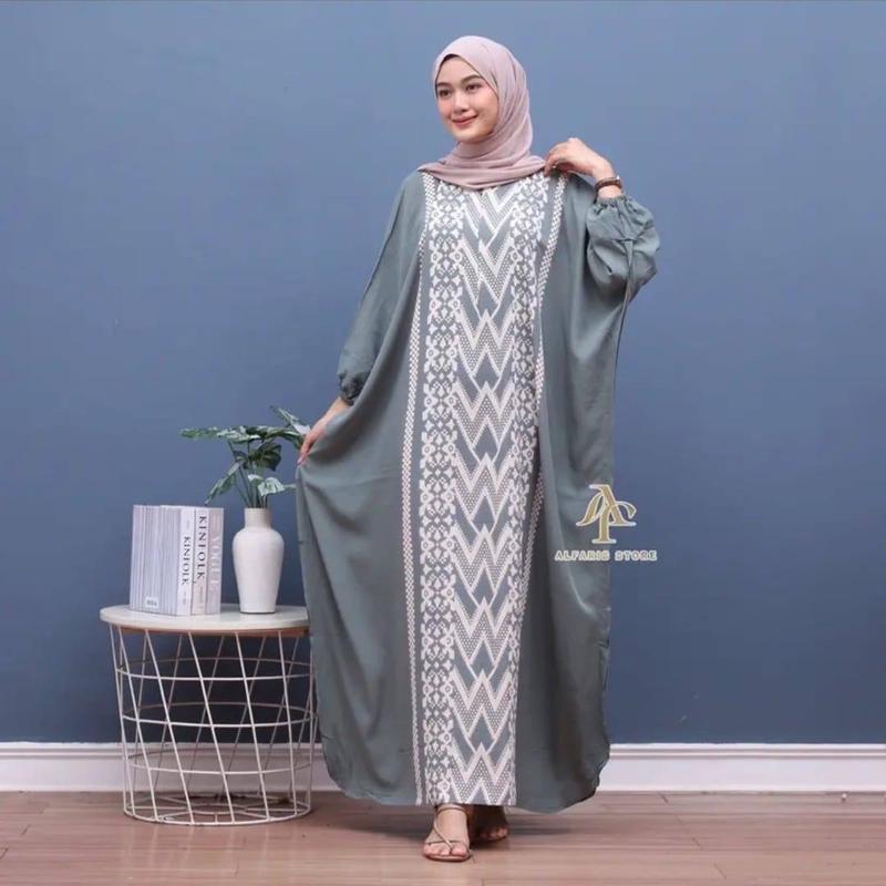 Kaftan Rayon Hana Jumbo ld 170 Gamis Kaftan Muslim Wanita Dress Tebal Nyaman Panjang Hitam 1