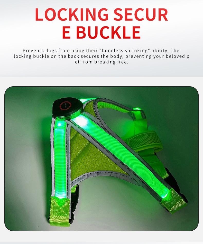 Product Introduction of Pet cat and dog cross double light strip undershirt USB rechargeable light up cat and dog chest and back strap warning clothes cat  clothes harness pet  harness 14