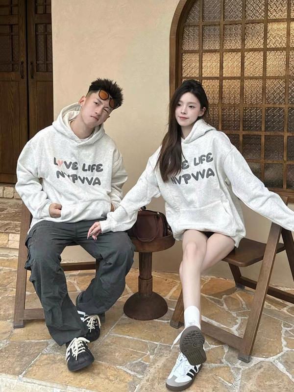 Áo Hoodie , áo hoodie đôi Sweater nam nữ Love Life , hoodie có mũ nỉ cotton mịn from Hàn Quốc  Dài Tay Menswear [A011] áo  anh tshirt  women Tay Dài Có Túi 4