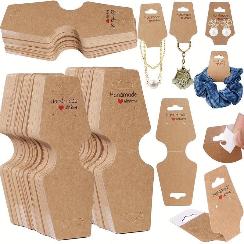 Solid Color Necklace Display Card, 100pcs Self-adhesive Bracelet Packaging Card Holder, Earrings Paper Stand For Jewelry Ornament Wrap 1